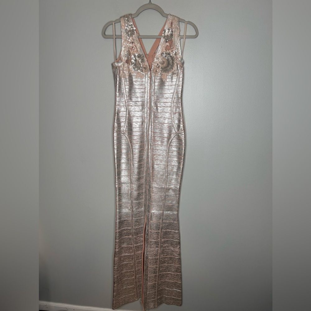 Alberto Makali Bandage Metallic Maxi Dress